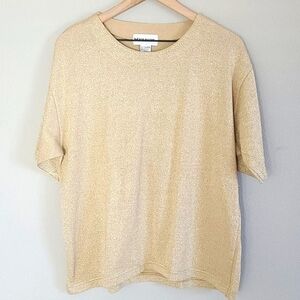 Bob Mackie Gold Short Sleeve Sweater in EUC